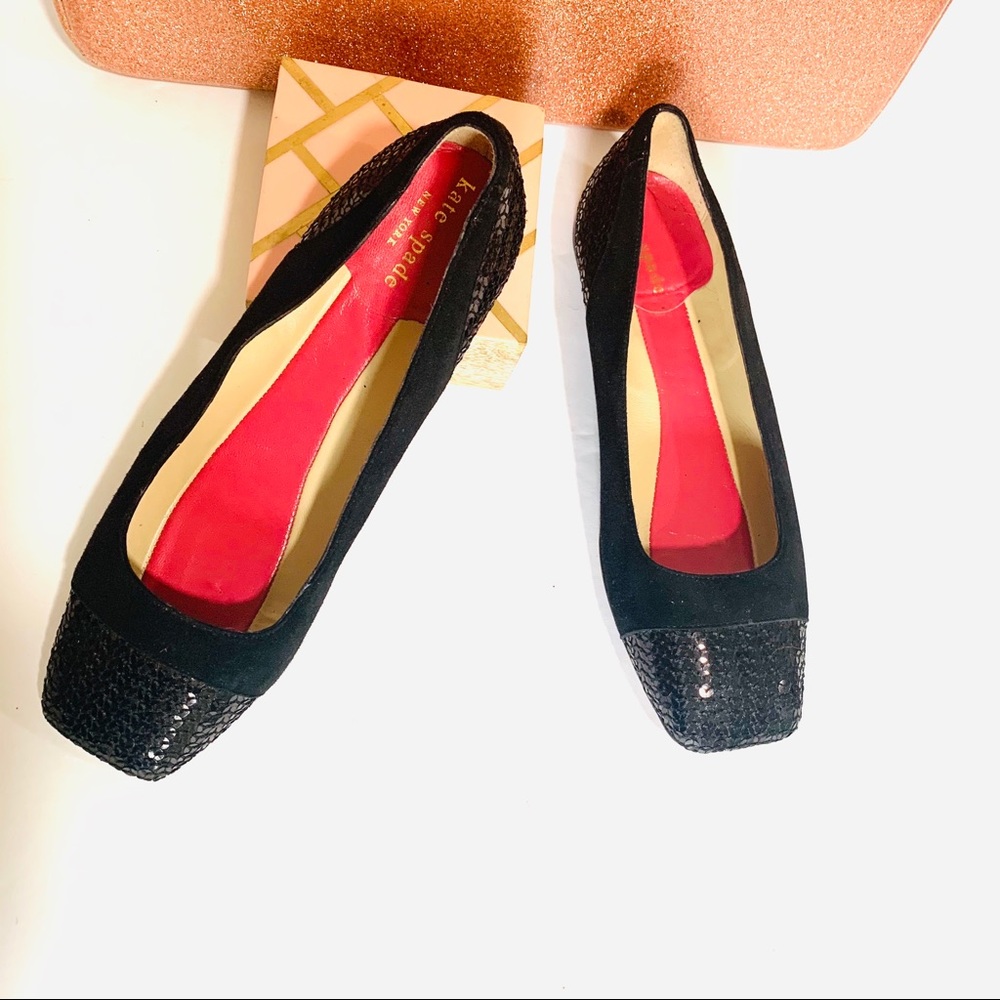 Kate Spade Sequin Leather Square Toe Ballet Flat